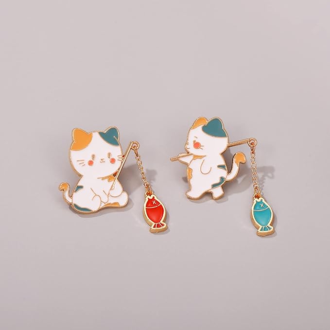 Badge broche Chat pêcheur