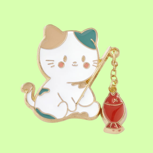 Badge broche Chat pêcheur