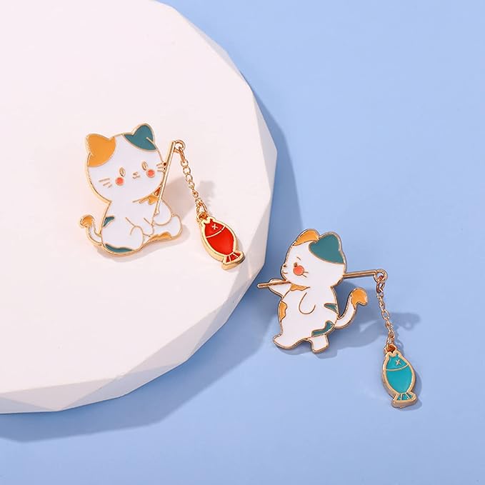 Badge broche Chat pêcheur