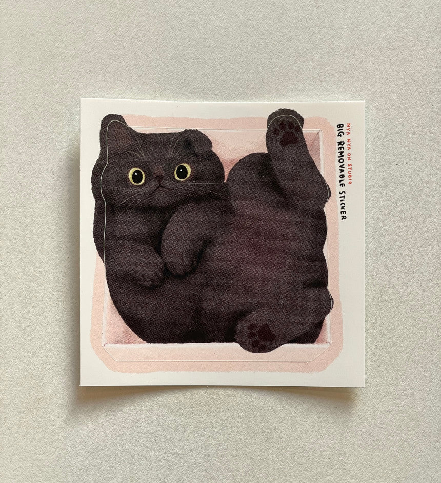 Sticker Repositionnable Black Cat in Box