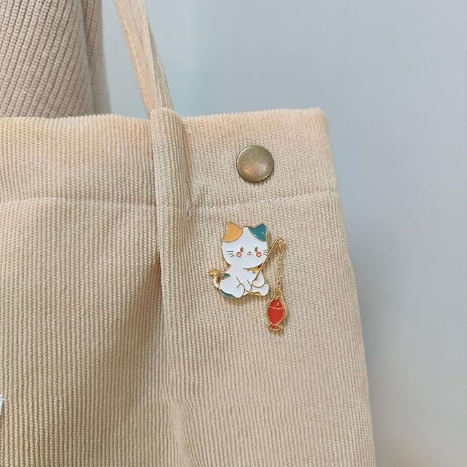 Badge broche Chat pêcheur