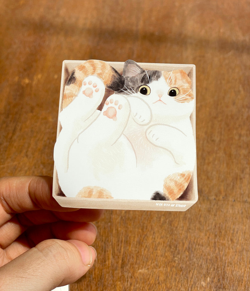 Sticker Repositionnable Calico Cat in Box